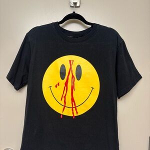 VLONE Black Tee with Yellow and Red Graphic